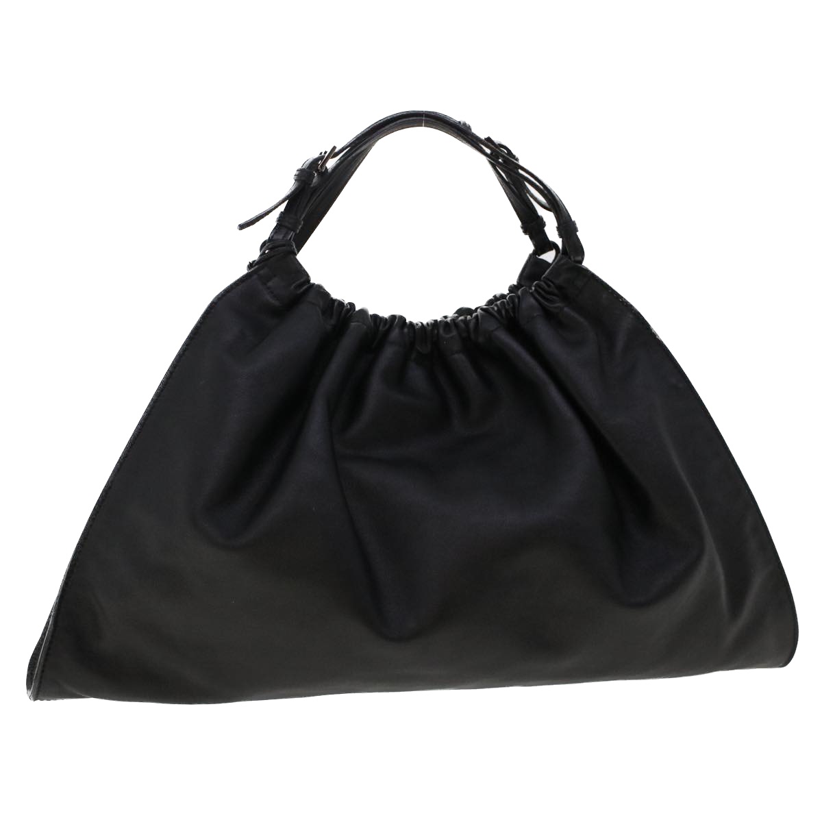 Gucci Hand Bag Leather Black 76554 Auth Bs6473